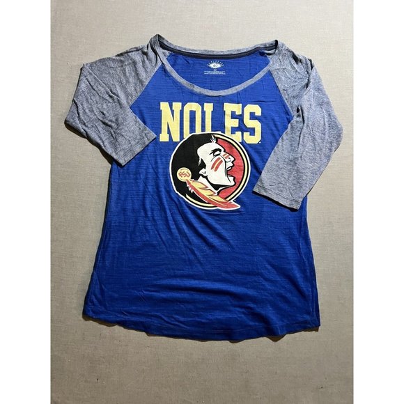 5th & Ocean Tops - Florida State Seminoles Noles Shirt Womens Large Blue Soft 3/4 Sleeve Tee